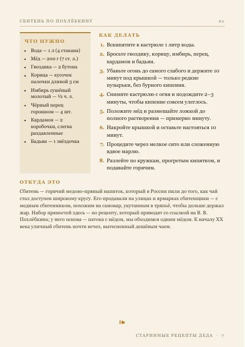 Настоящая страница книги: ингредиенты, шаги и история сбитня
